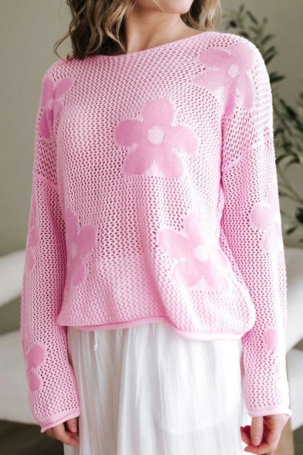 Blush pink floral kimono cover up detail