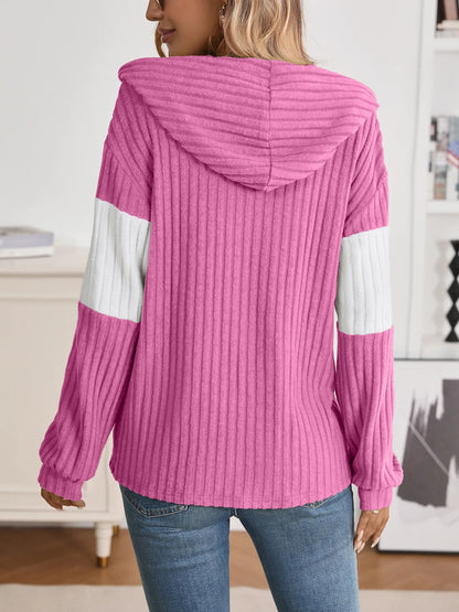 Drawstring Color Block Zip Up Outerwear - Fashorio