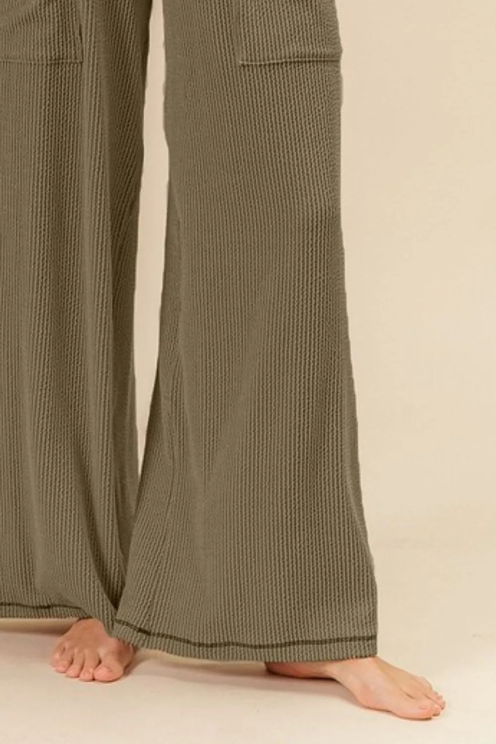 BiBi 2tone Cord Rib Waist Band Side Pocket Pants - Fashorio