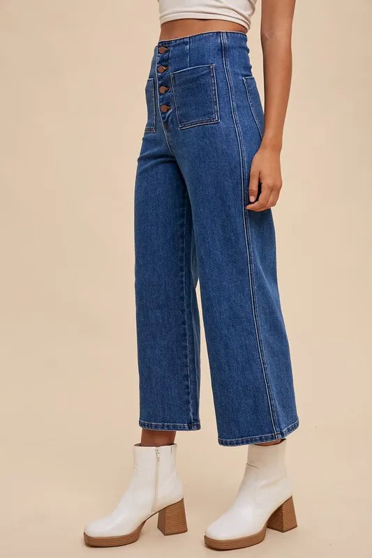 Annie Wear Button Fly High Waist Jeans - Fashorio