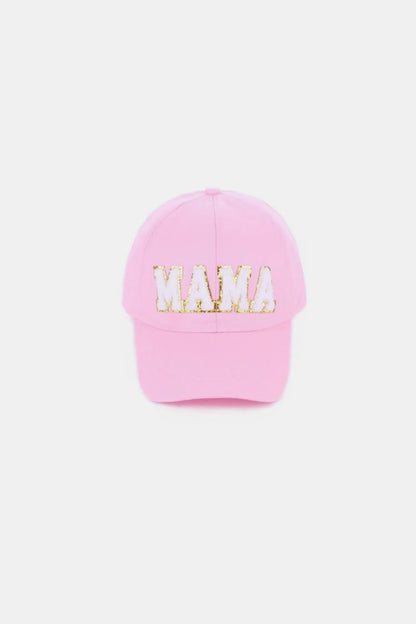 MAMA Chenille Patch Baseball Cap Pink One Size - Fashorio