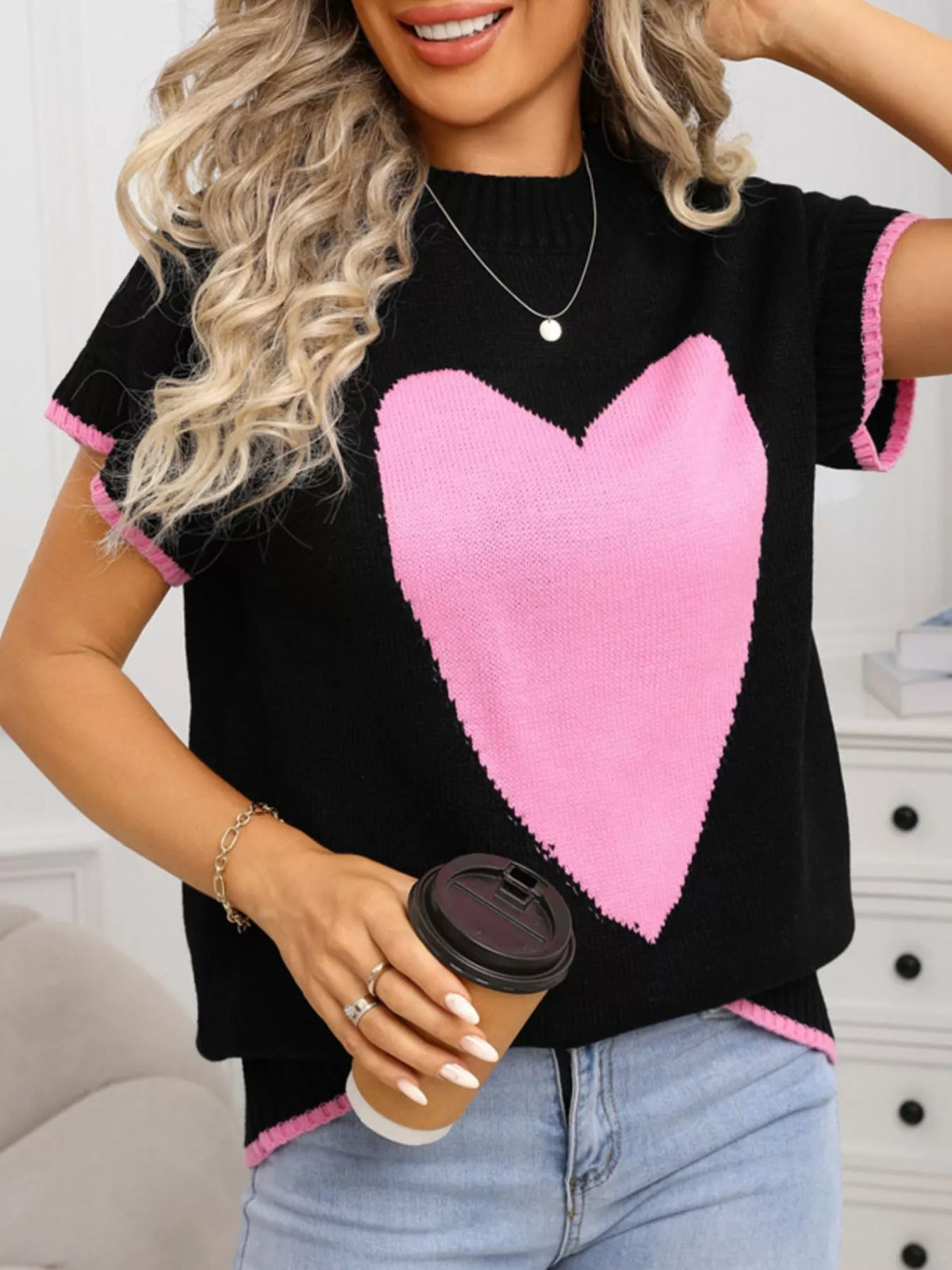 Heart graphic sweater back view