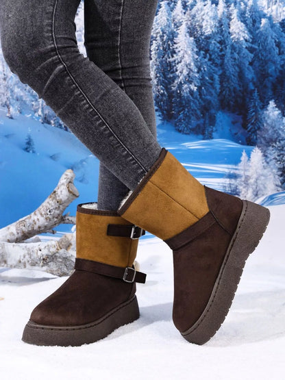 Round Toe Platform Boots - Fashorio