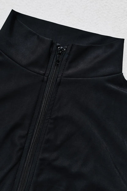 Zip Up Long Sleeve One-Piece Swimwear - Fashorio