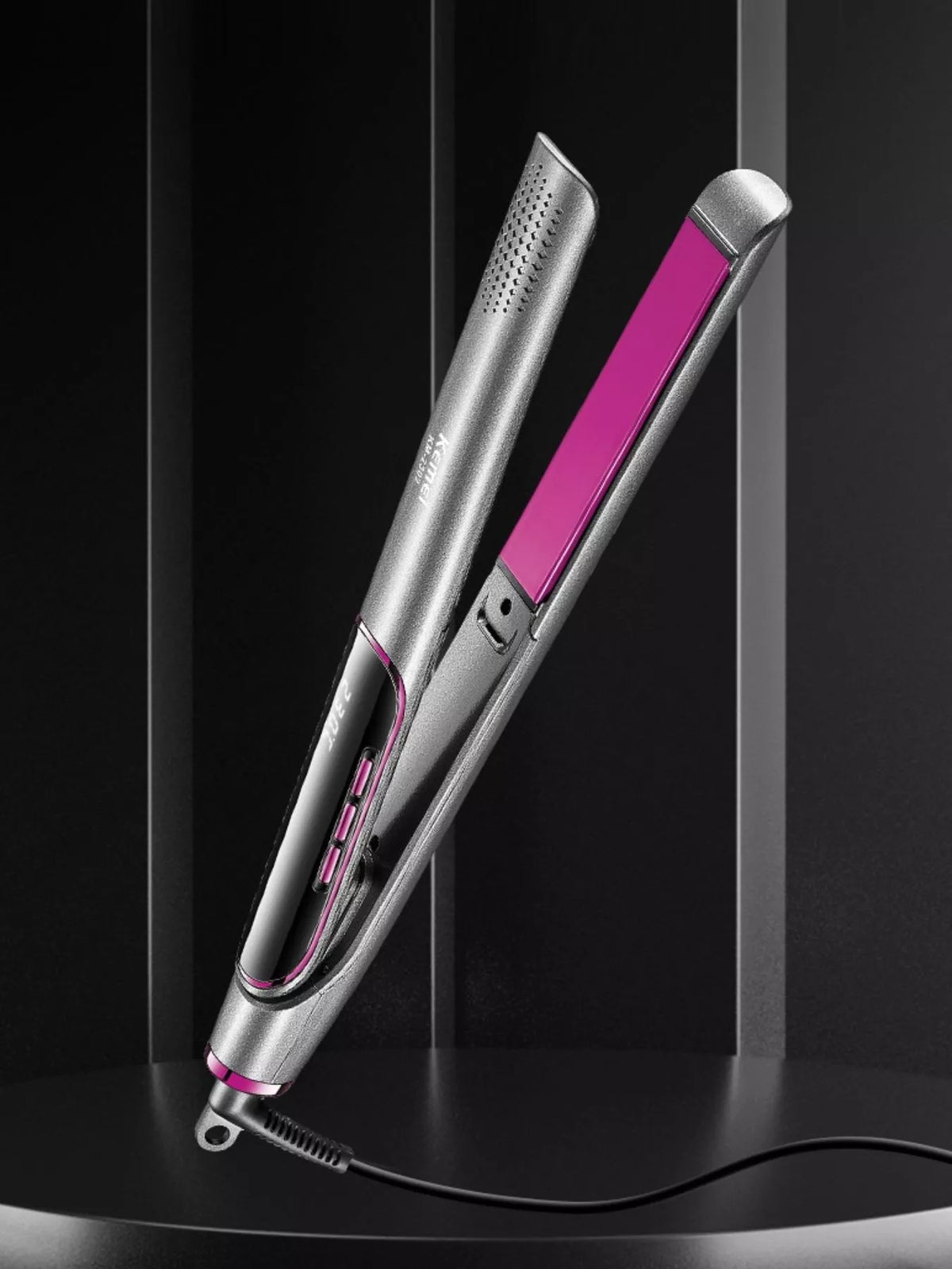 Straightener smoothing through hair