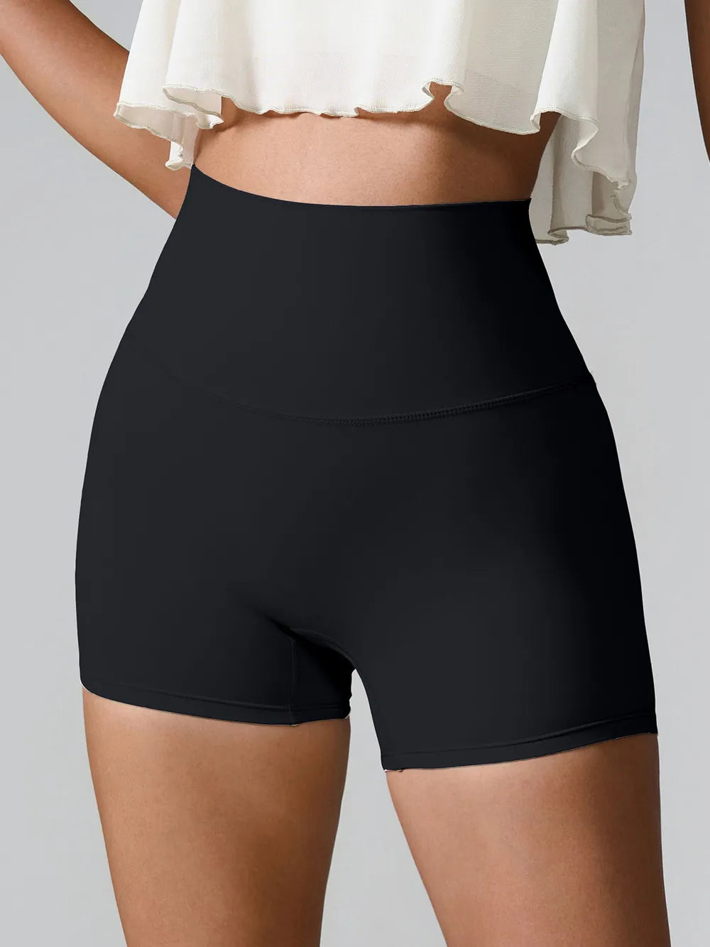 High waist pocket active shorts profile view