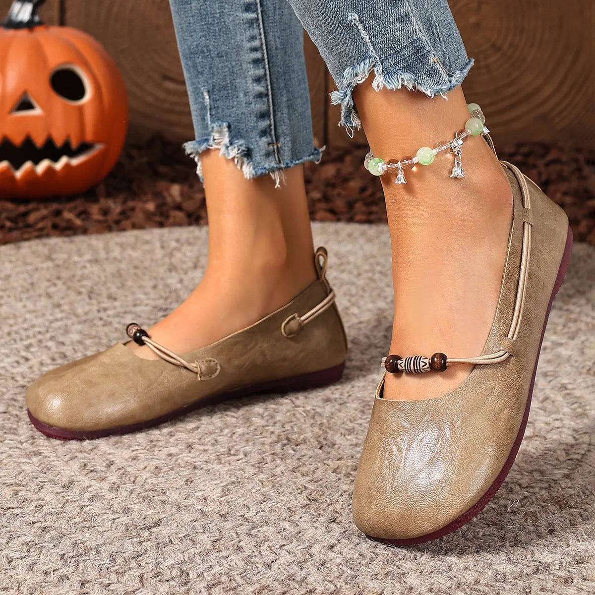 Round Toe Flats Slip-Ons - Fashorio