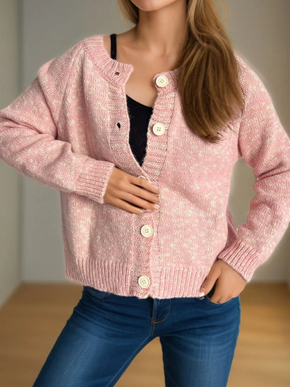 Heathered Button Down Long Sleeve Cardigan - Fashorio