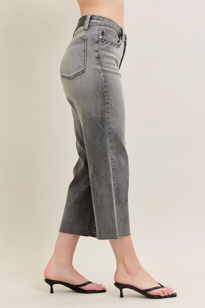 Judy Blue Full Size Wide Leg Capris Jeans Plus Size - Fashorio