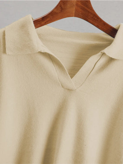 Johnny Collar Long Sleeve Top and Pants Sweater Set - Fashorio