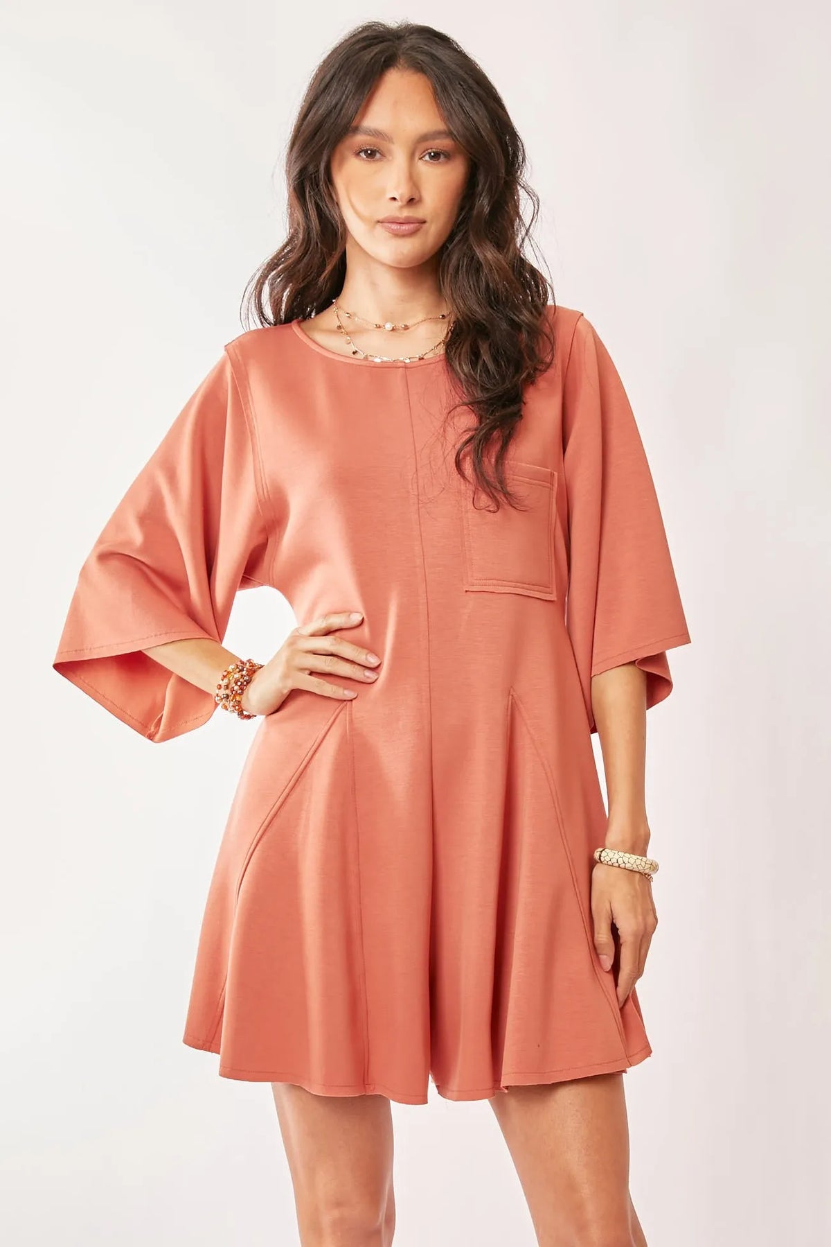 Solid Draped Sleeve Ties Back Skort Romper back view