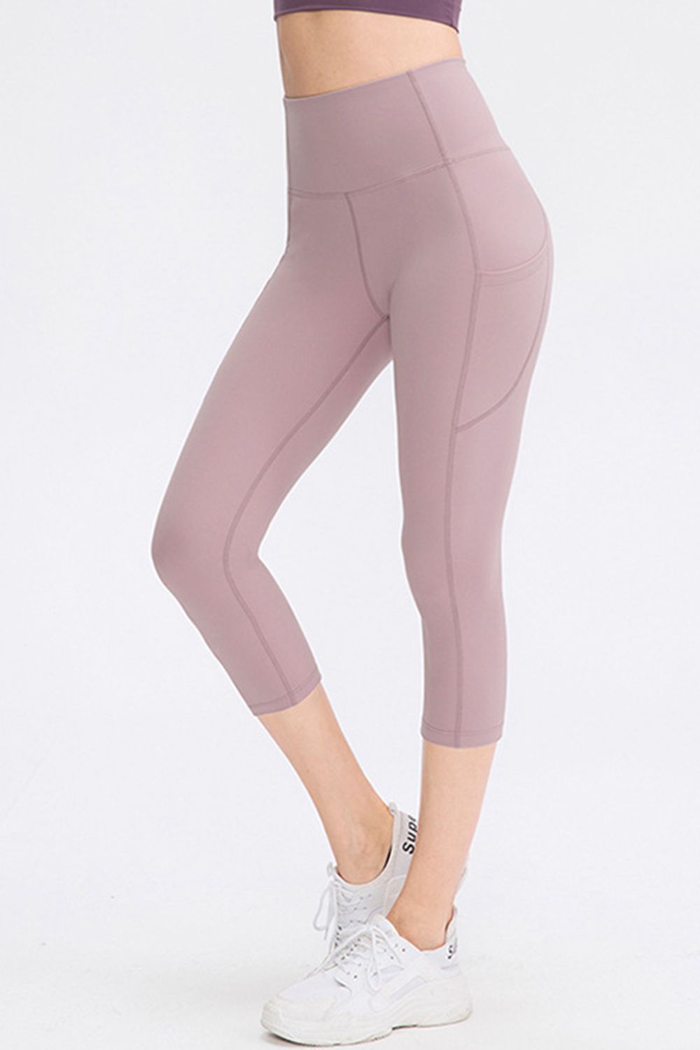 Wide waistband leggings back view