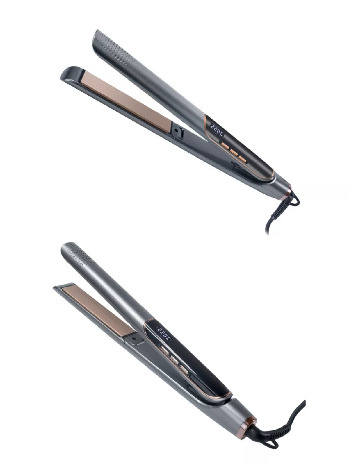 Hair straightener held in hand while styling