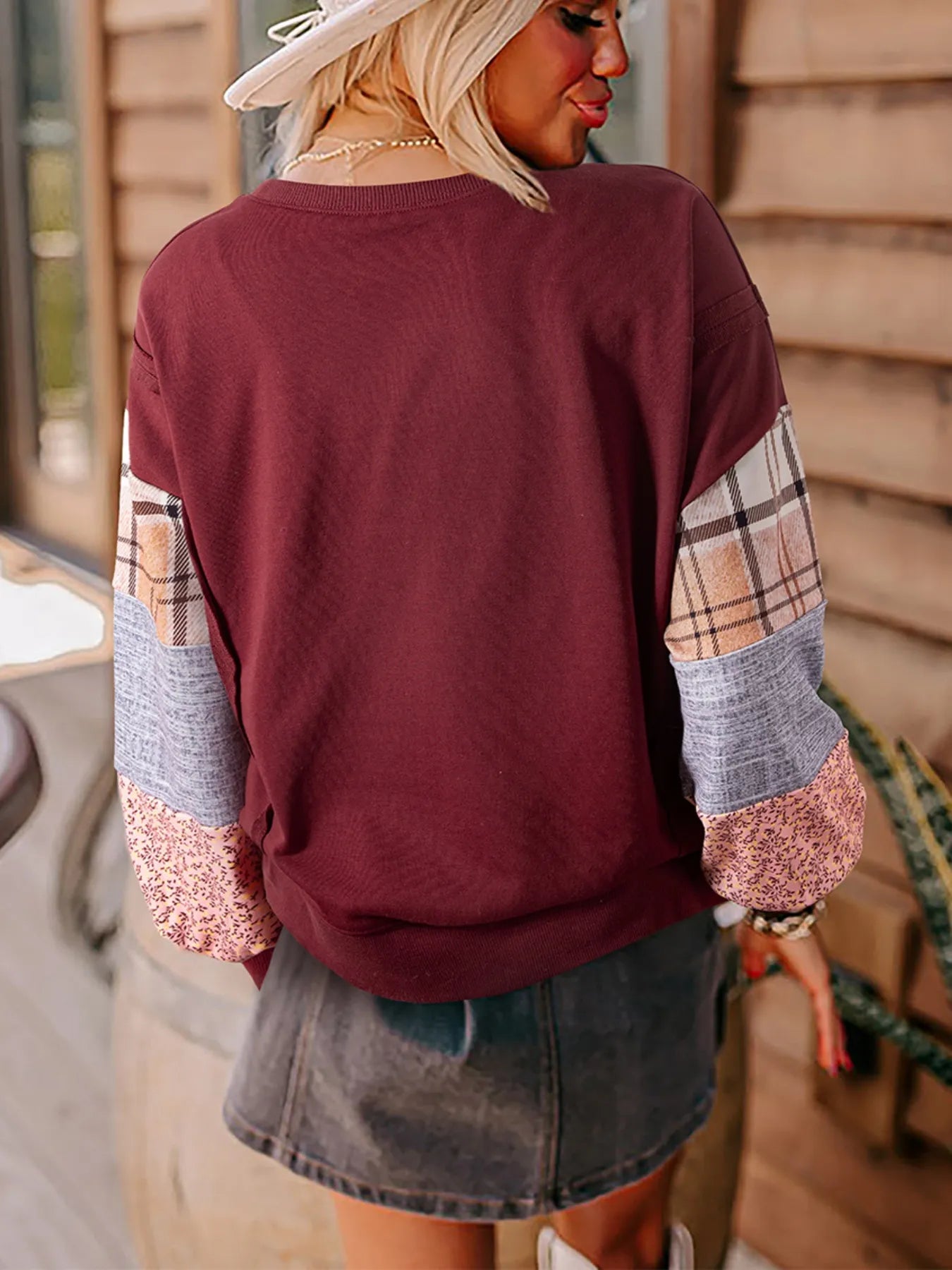 Multi-Pattern Long Sleeve Sweatshirt - Fashorio