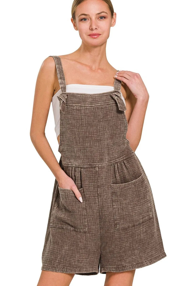 Woven Double Gauze Acid Washed Romper