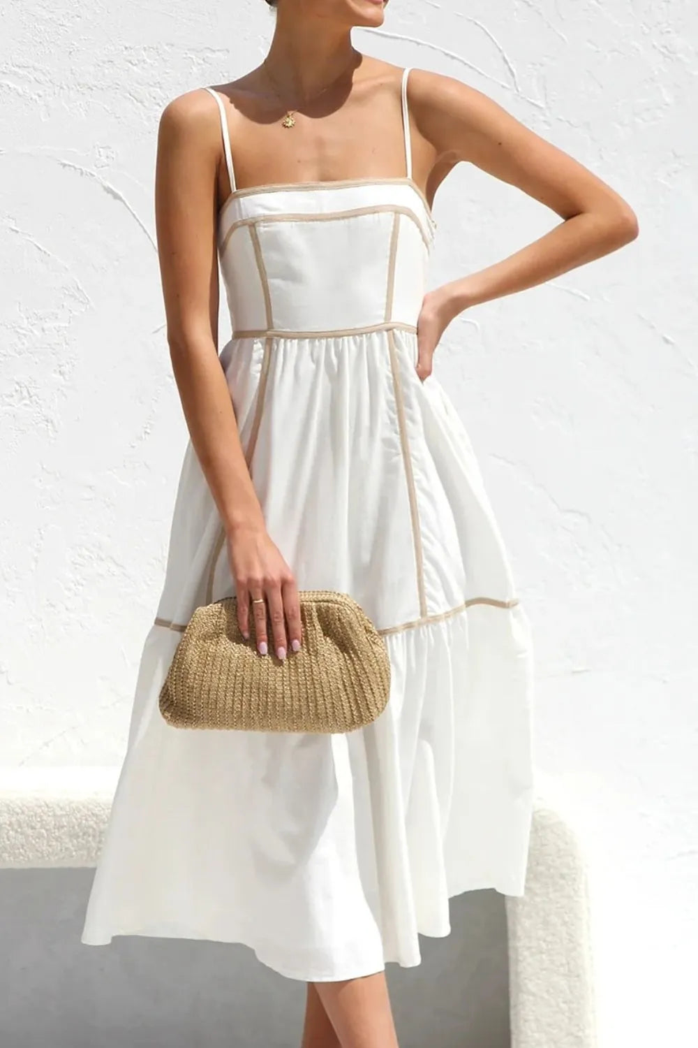 Contrast trim cami dress back view