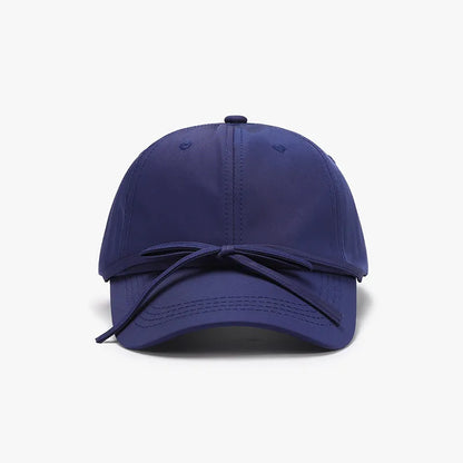 Tied Bow Cotton Baseball Cap Navy One Size - Fashorio