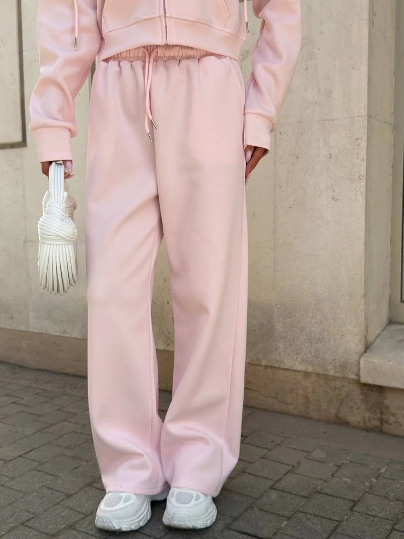 Zip Up Drawstring Hoodie and Pants Set - Fashorio