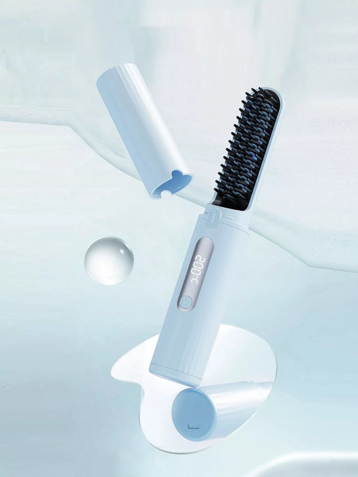 Portable heated straightening comb front view