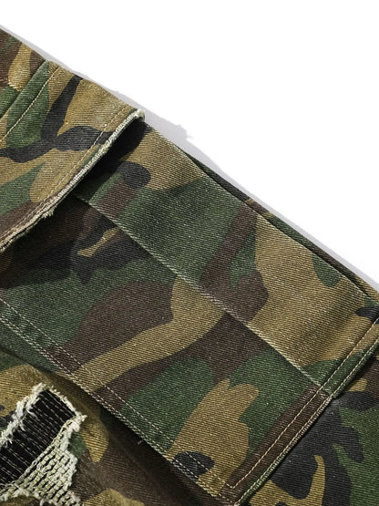 Men's Distressed Camouflage Cargo Shorts - Fashorio