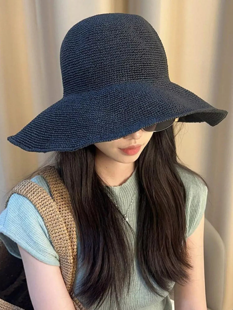 Wide brim cotton sun hat, front view