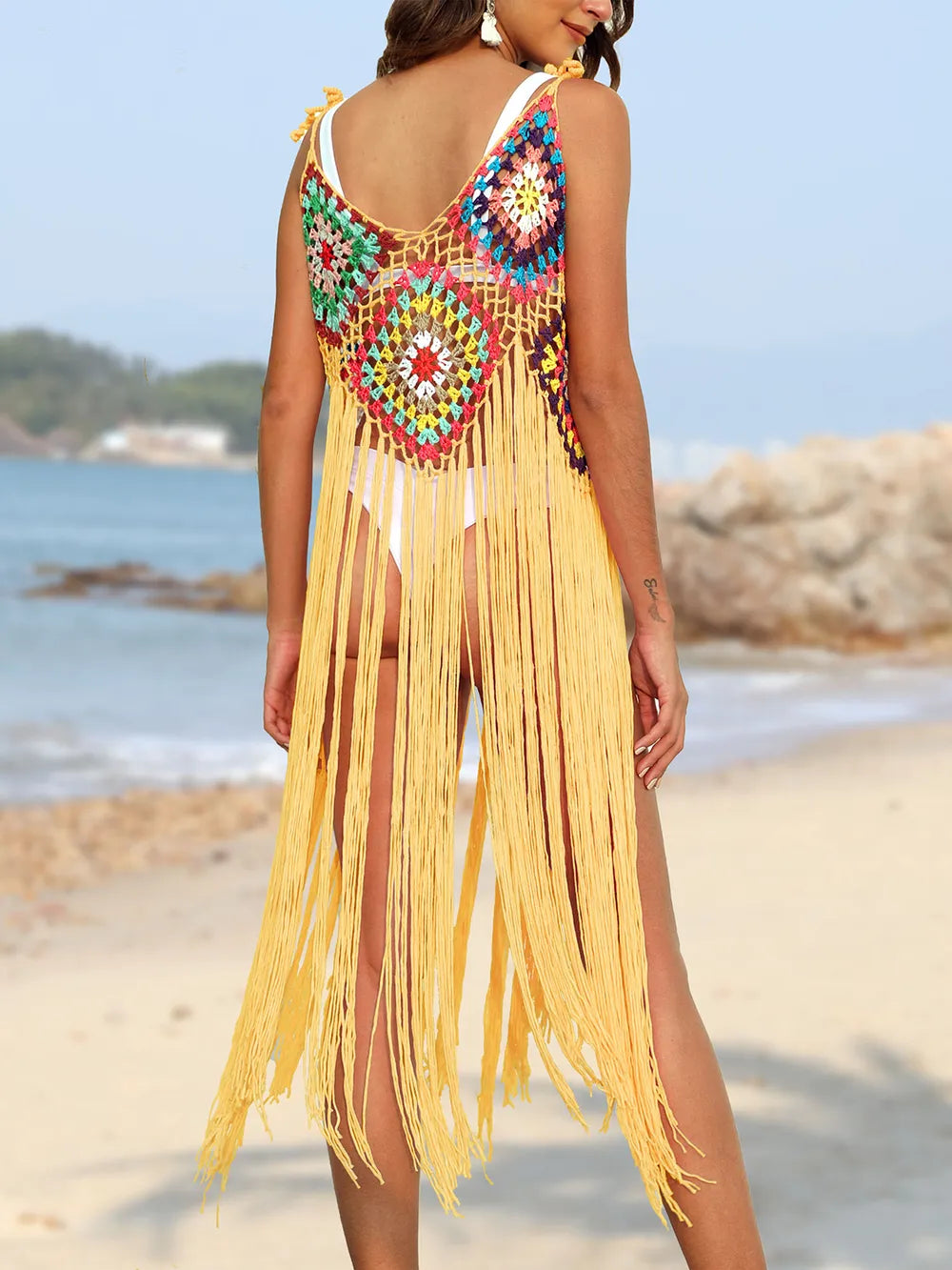 Spaghetti strap cover up worn poolside