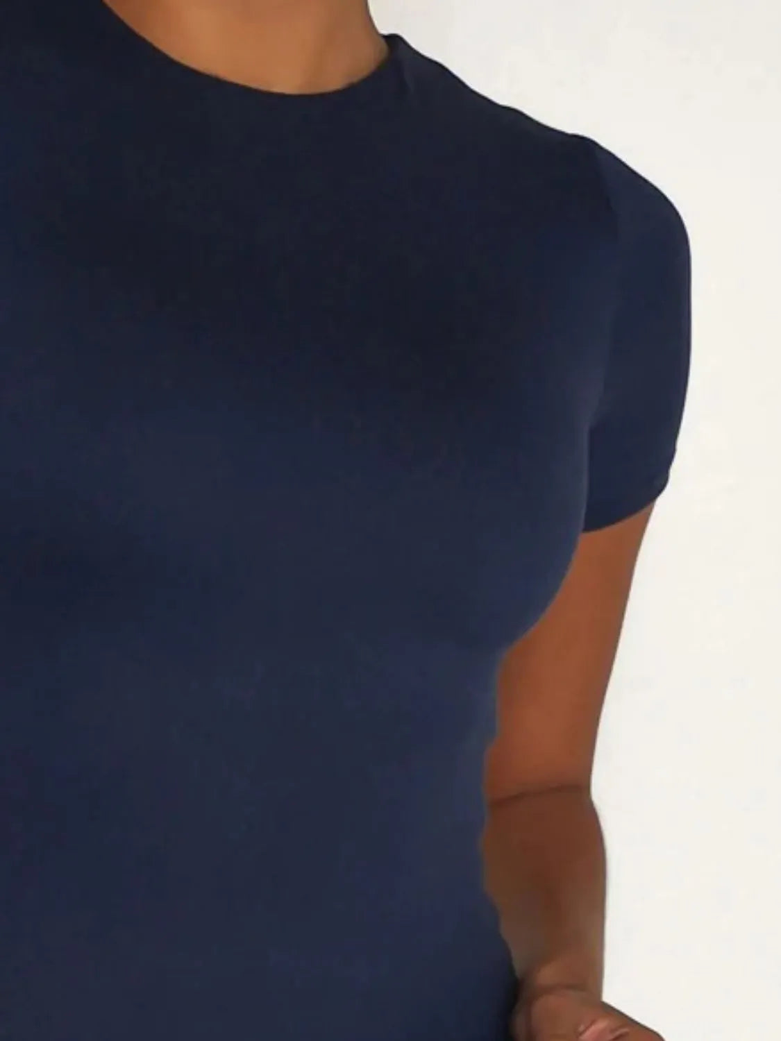 Round Neck Short Sleeve Swim Top - Fashorio