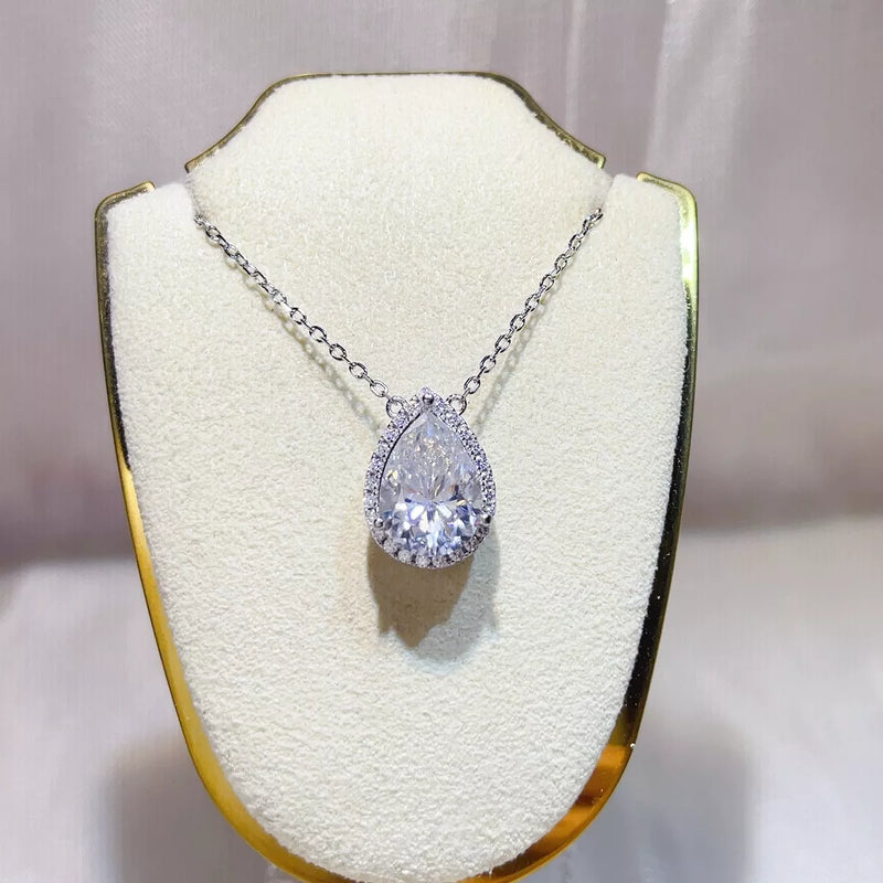 Moissanite solitaire pendant necklace in 925 sterling silver