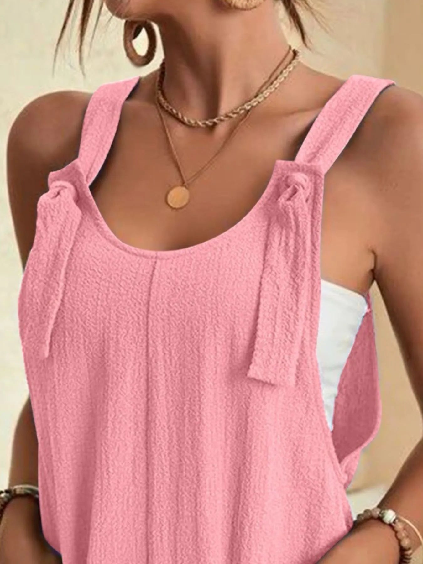 Full Size Knot Strap Romper with Pockets Plus Size - Fashorio