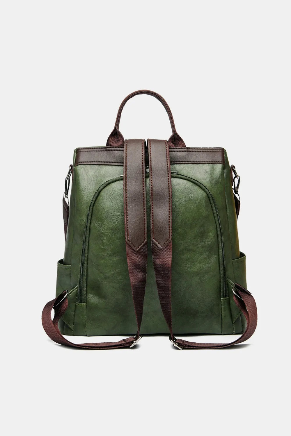 Faux leather backpack flat lay