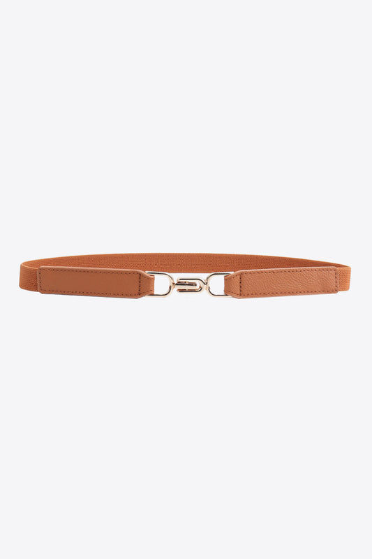 Alloy Buckle Elastic Belt Caramel One Size - Fashorio
