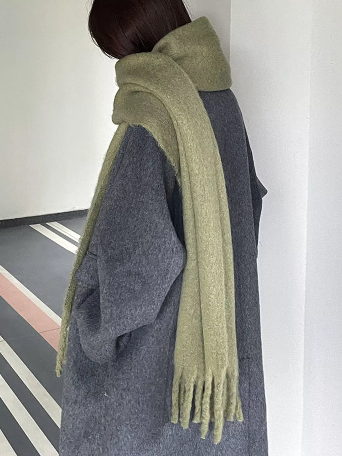 Solid Color Fringe Scarf, view 10