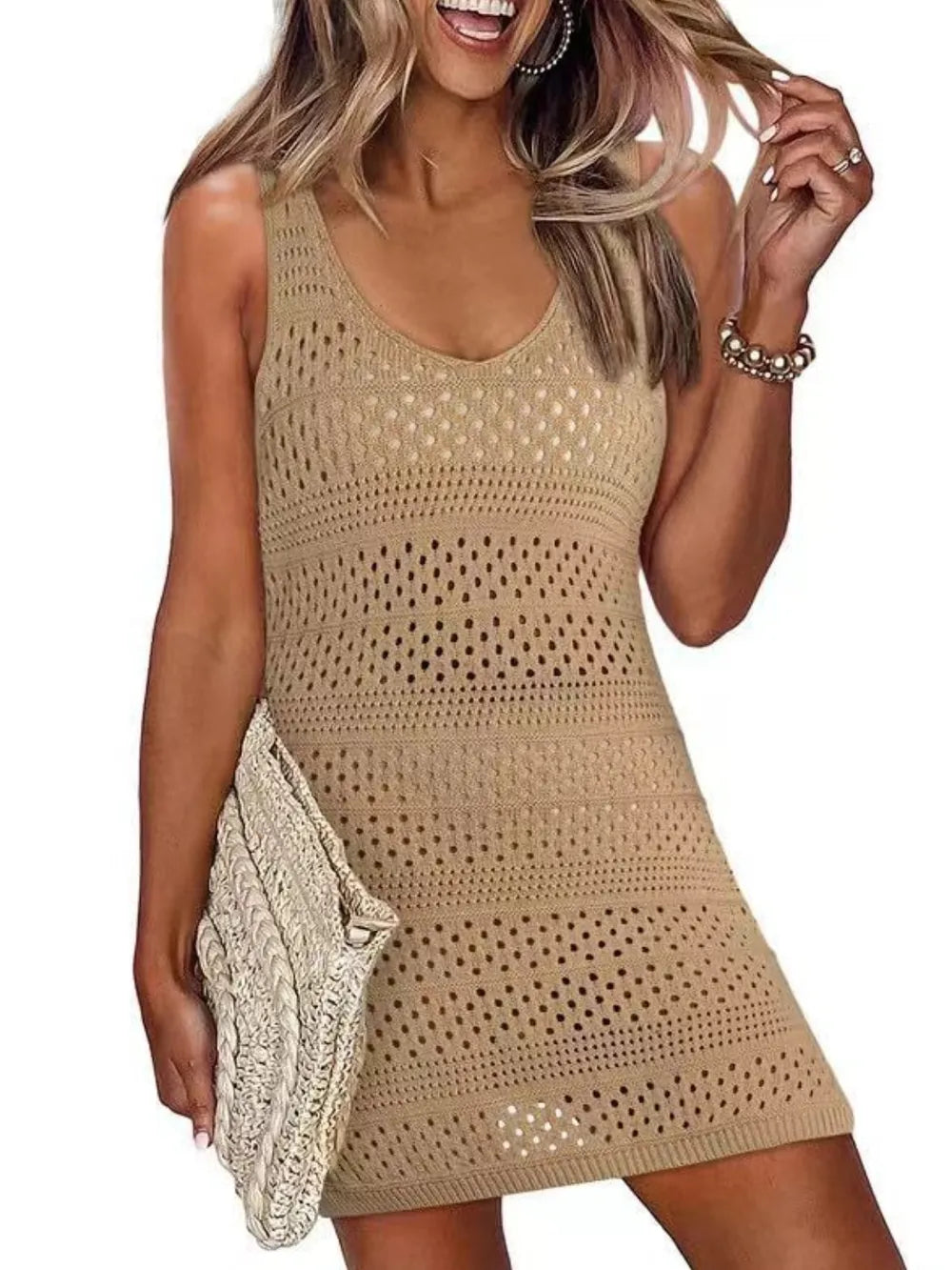 Black openwork cover up back view
