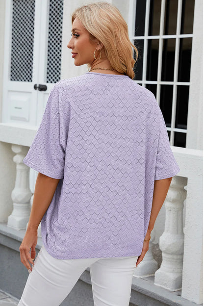 Eyelet Open Front Half Sleeve Cardigan - Fashorio