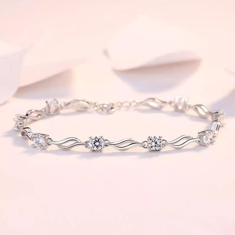 925 sterling silver bracelet set with zircon, full view