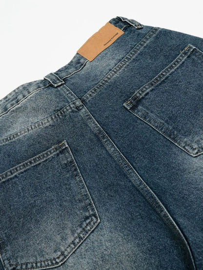 Men's Pearl Embellished Wide Leg Denim Shorts - Fashorio