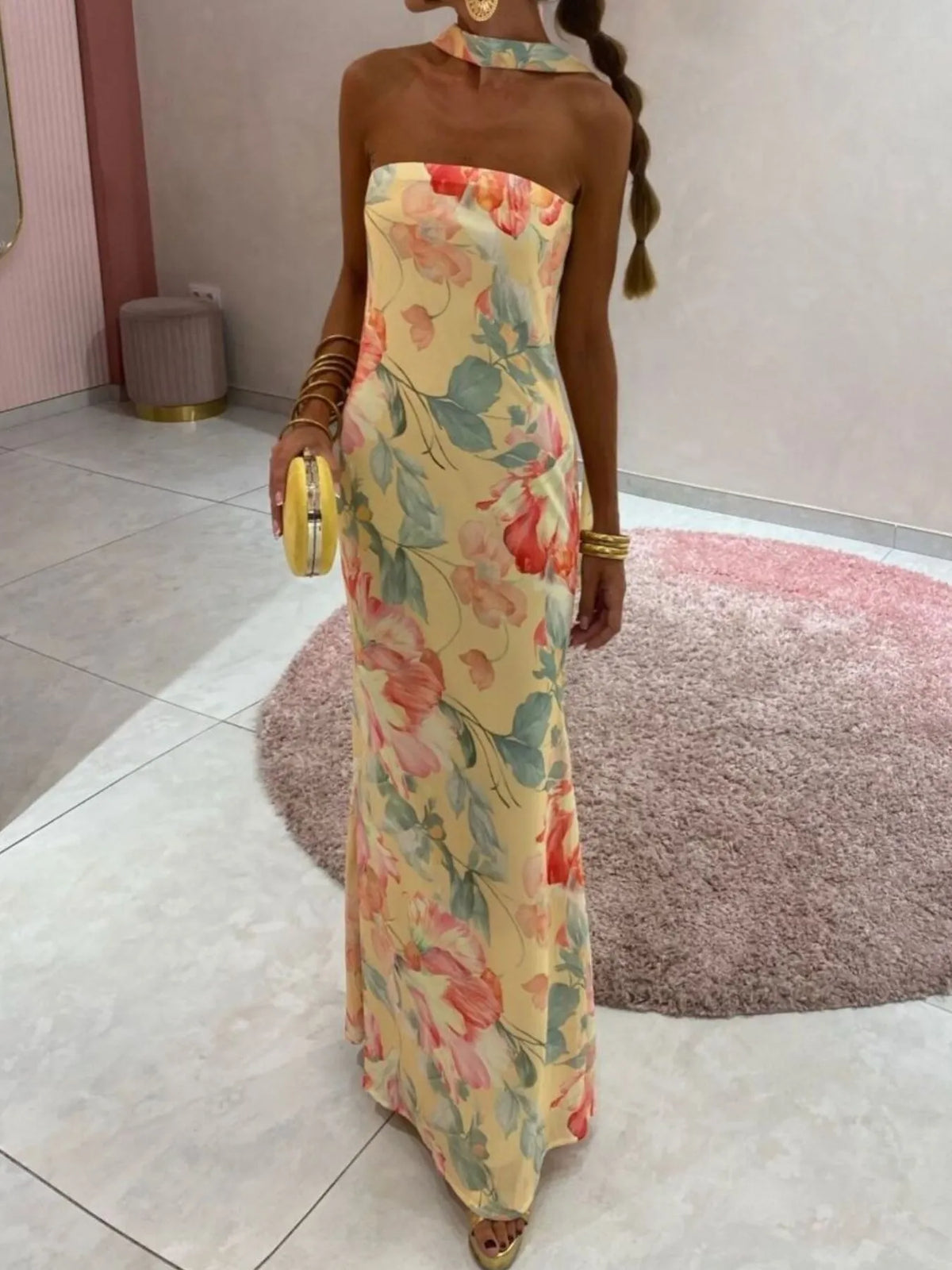 Printed tube maxi dress view 24