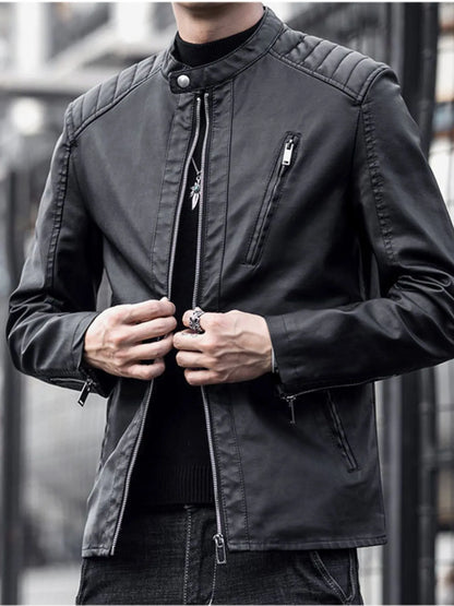 Men's Plus Size Zip Up Long Sleeve Jacket Black - Fashorio