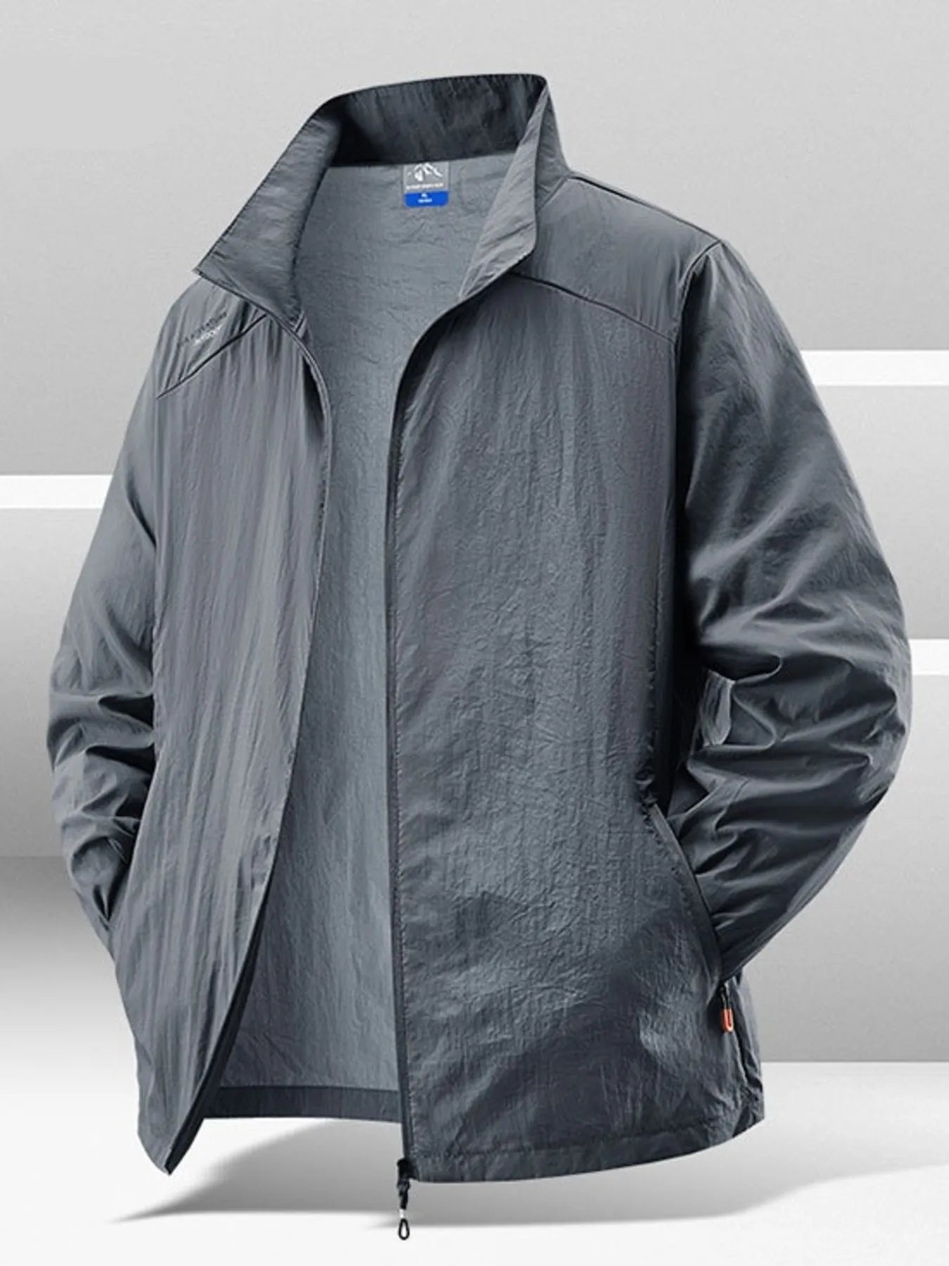 Men's Plus Size Zip Up Long Sleeve Jacket Dark Gray - Fashorio