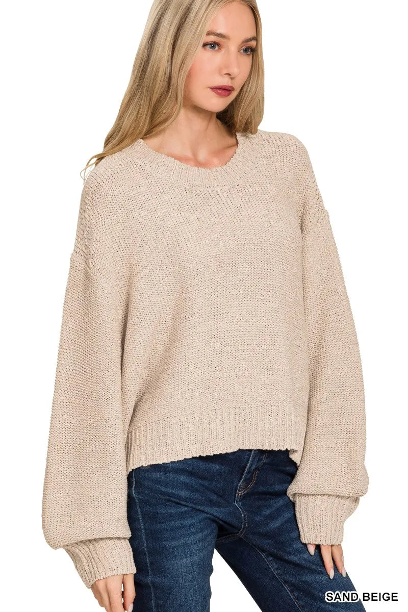 Zenana Oversized Baloon Sleeve Sweater - Fashorio