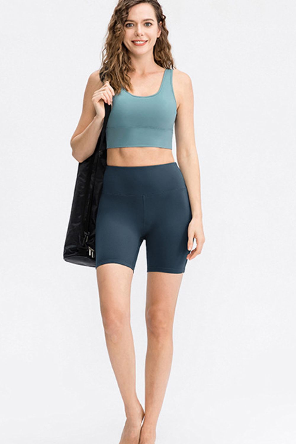 Wide waistband sports shorts close up fabric detail