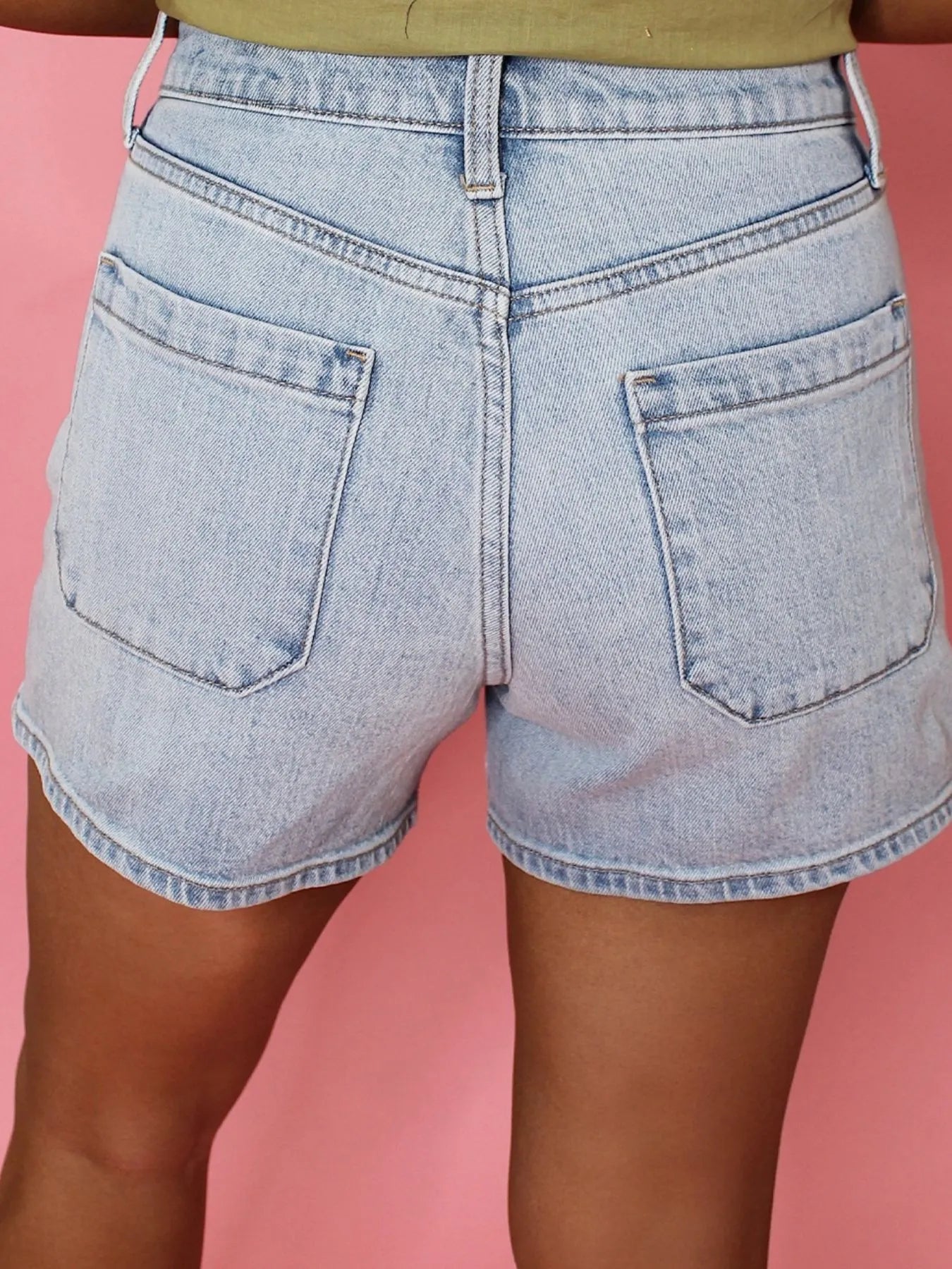 Wash High Rise Denim Shorts - Fashorio