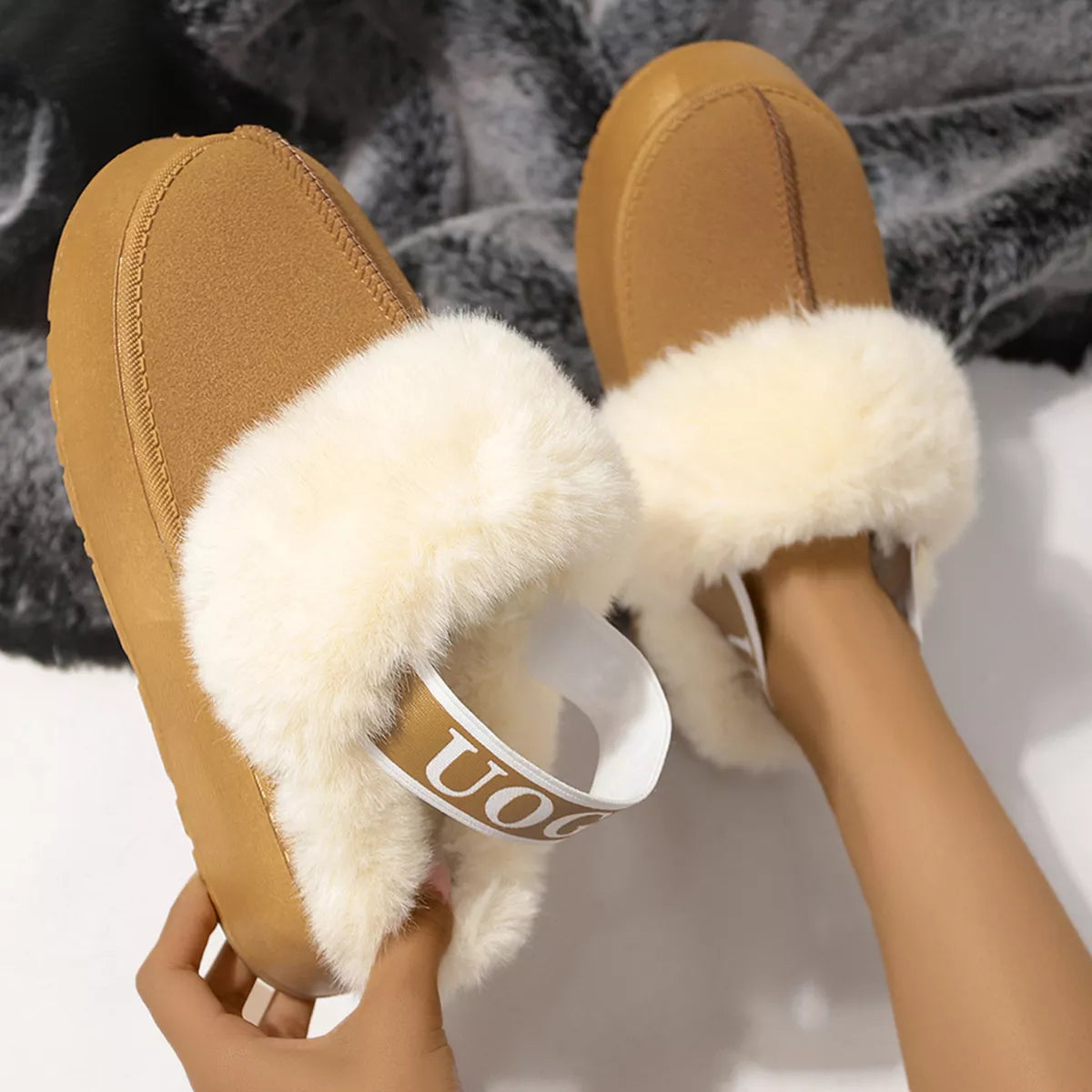 Round toe platform ankle boots in suede paired with an outfit