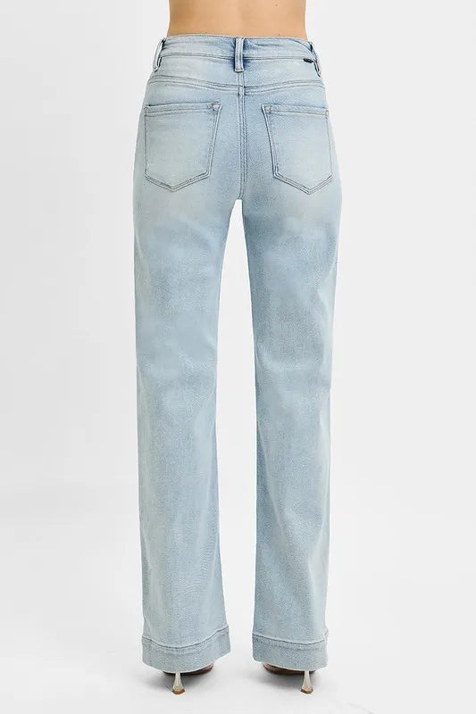 RISEN high rise straight jeans side view