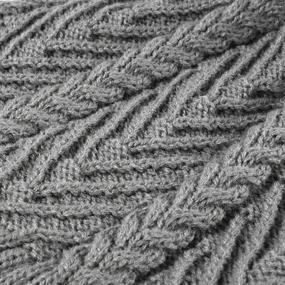 Cable Knit Solid Color Hat with Pompom - Fashorio