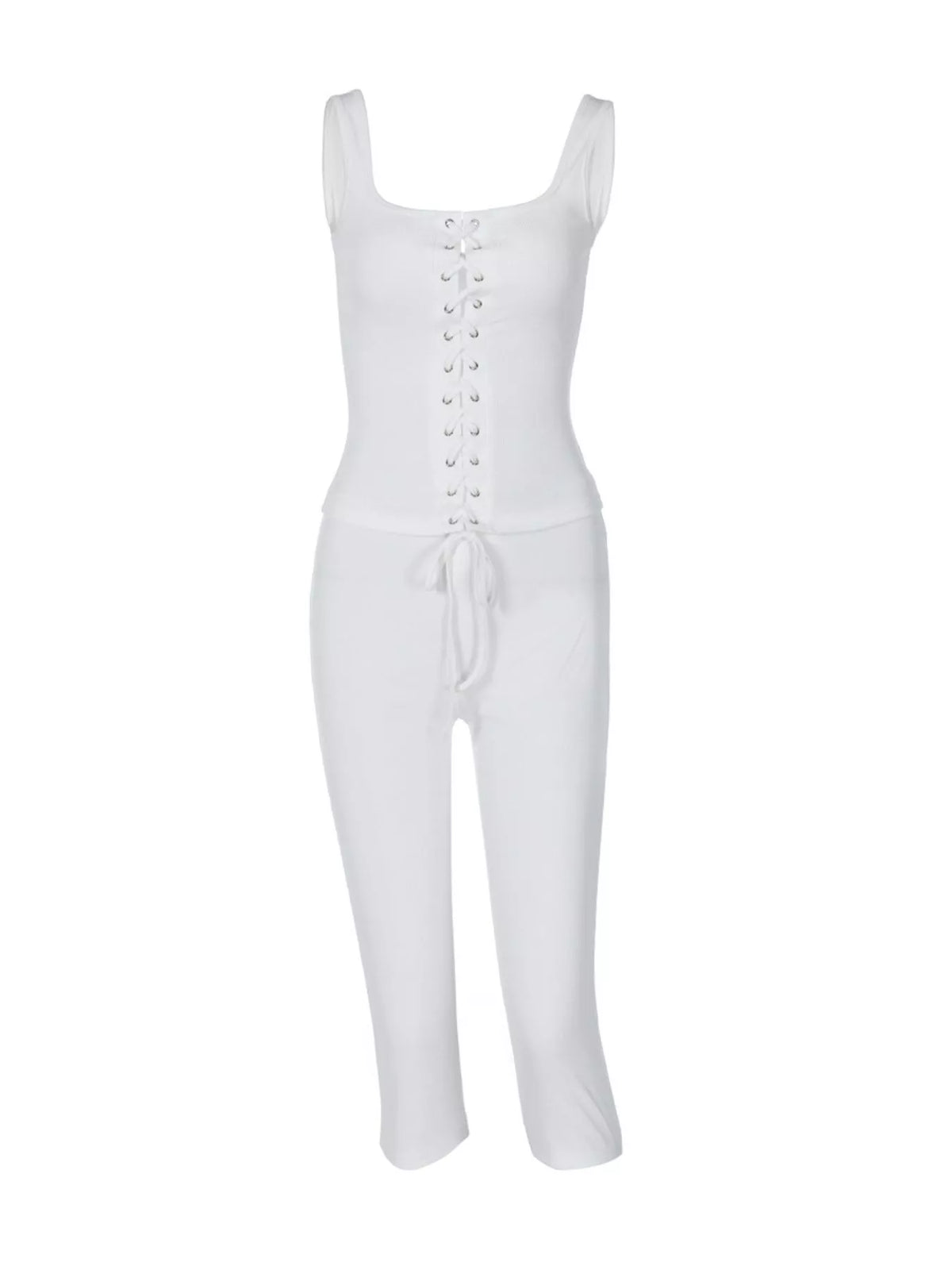 Lace Up Tank and Capri Two Piece Set, view 6