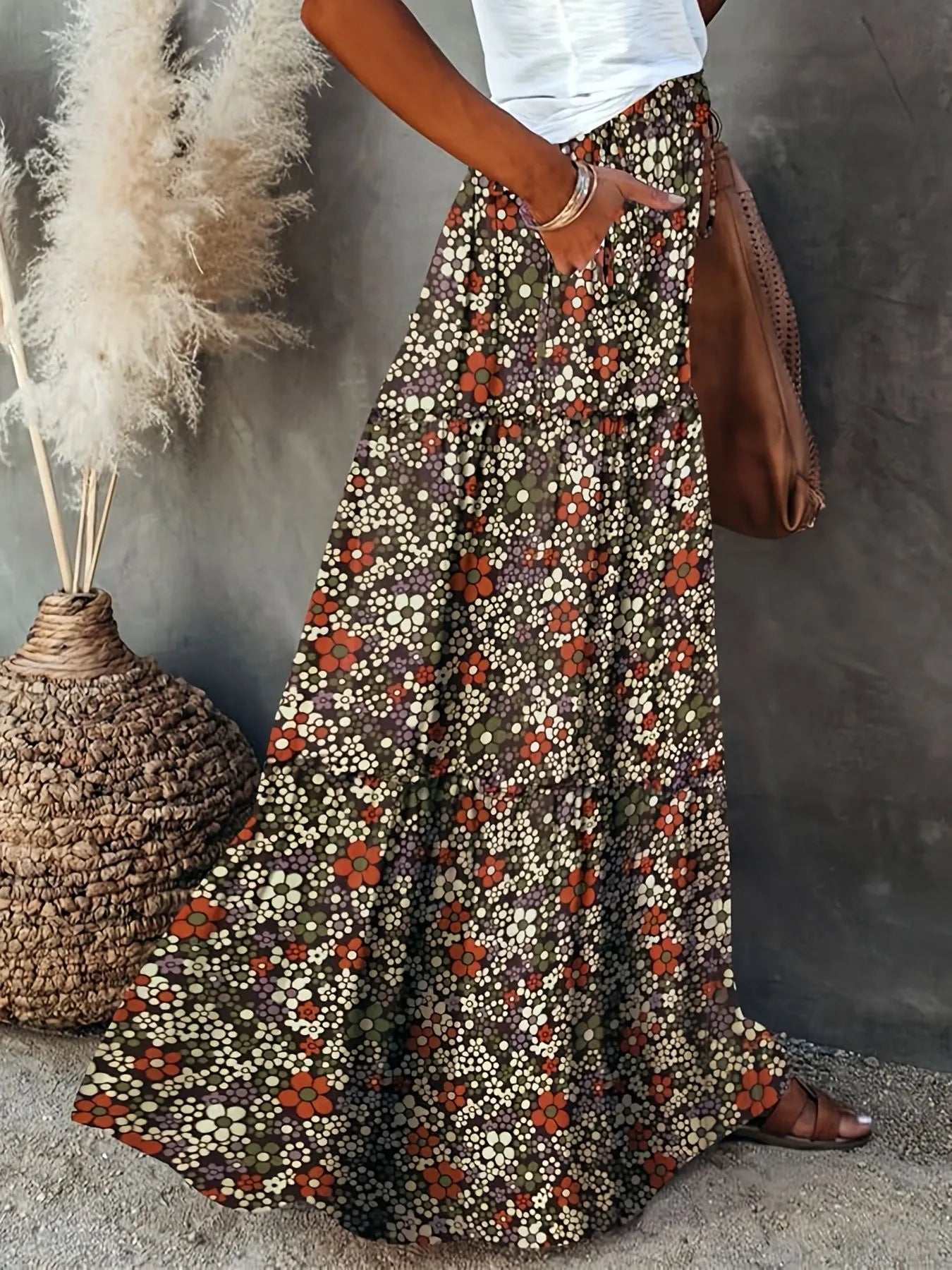 Floral Print Maxi Skirt - Fashorio