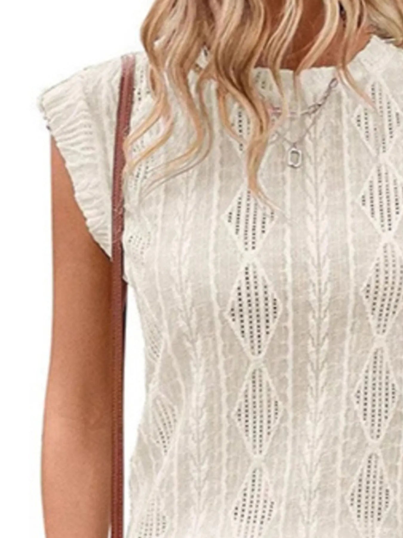 Openwork Round Neck Top - Fashorio