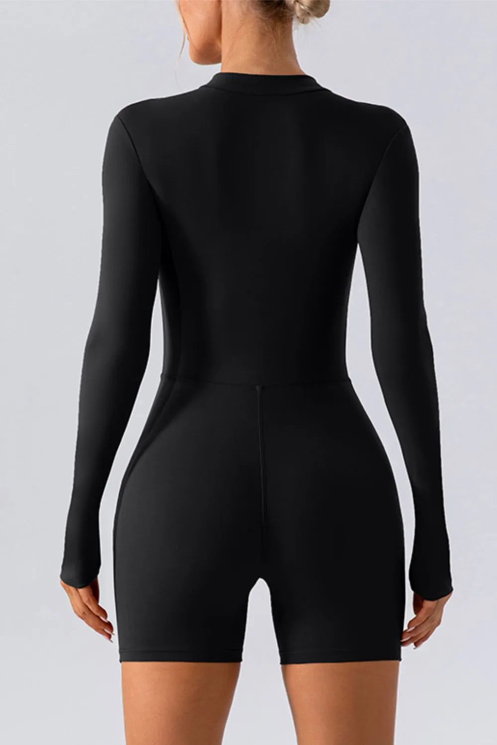 half zip active romper side view