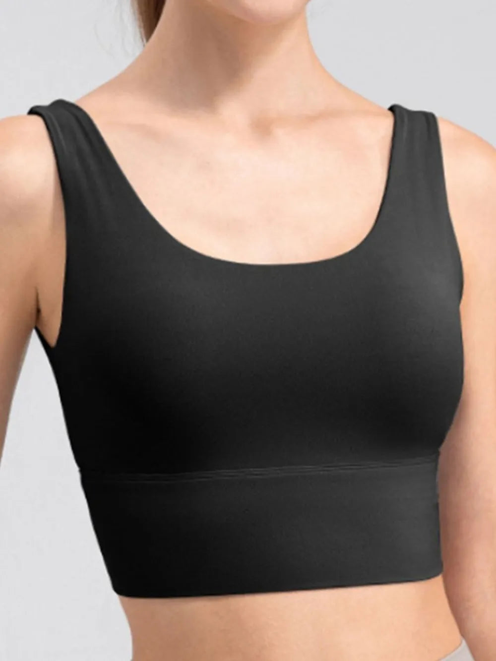 Scoop Neck Wide Strap Active Tank - Fashorio